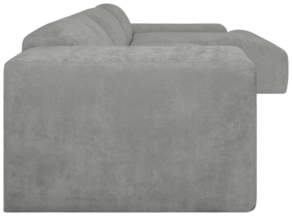 ECKSOFA HANNAH Hellgrau Cord  - Hellgrau/Schwarz, Design, Kunststoff/Textil (343/170cm) - MID.YOU