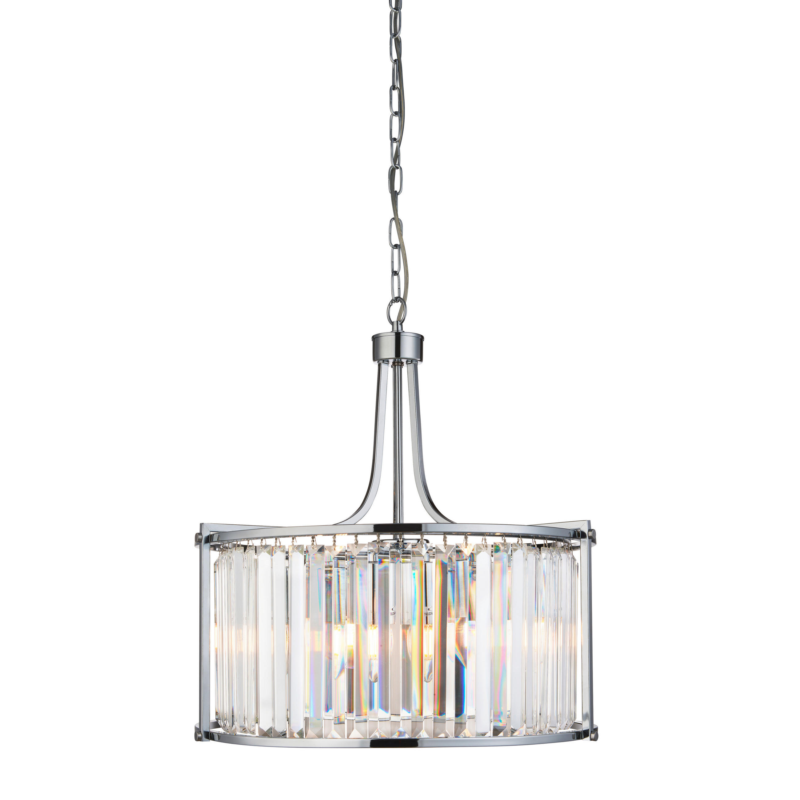 KRISTALL-HÄNGELEUCHTE 49/150 cm   - Chromfarben, Design, Glas/Metall (49/150cm)