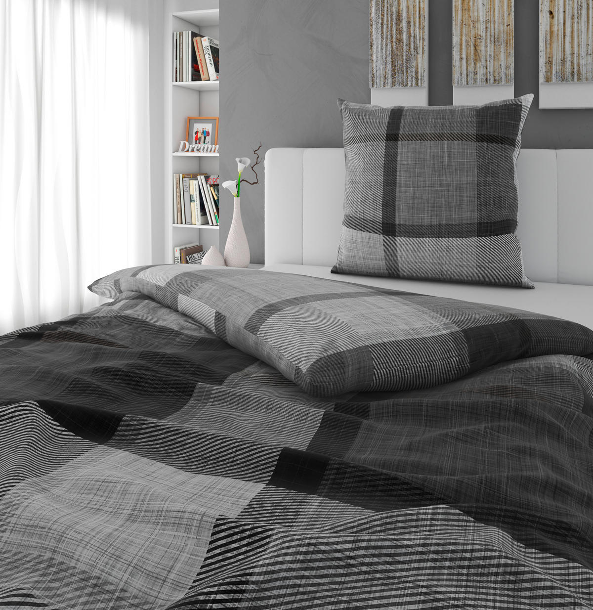 BETTWÄSCHE Flanell 155/220 cm  - Grau, Textil (155/220cm) - Novel