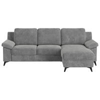 ECKSOFA Grau Chenille Bettkasten, Schlaffunktion, Rücken echt, Stauraum  - Schwarz/Grau, KONVENTIONELL, Textil/Metall (245/156cm) - Cotta