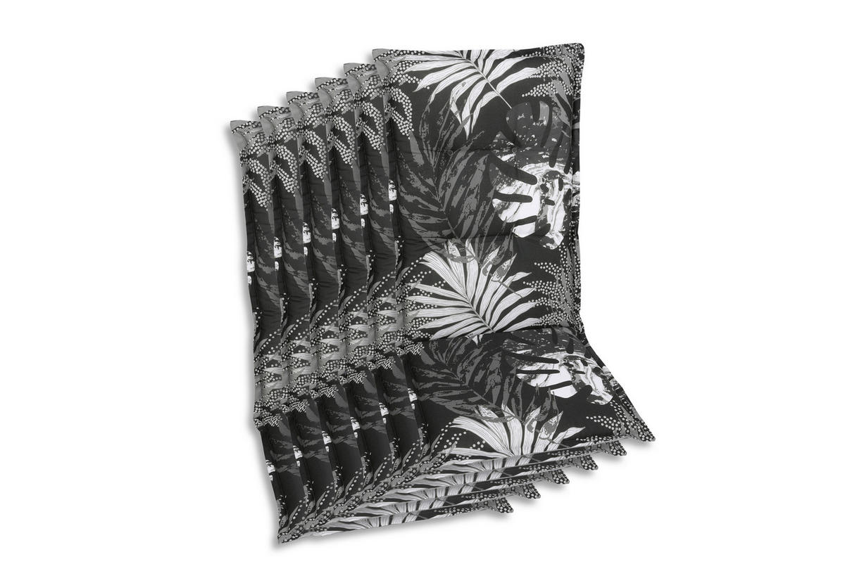 SESSELAUFLAGENSET Blätter  - Schwarz/Weiß, Basics, Textil (50/7/120cm)