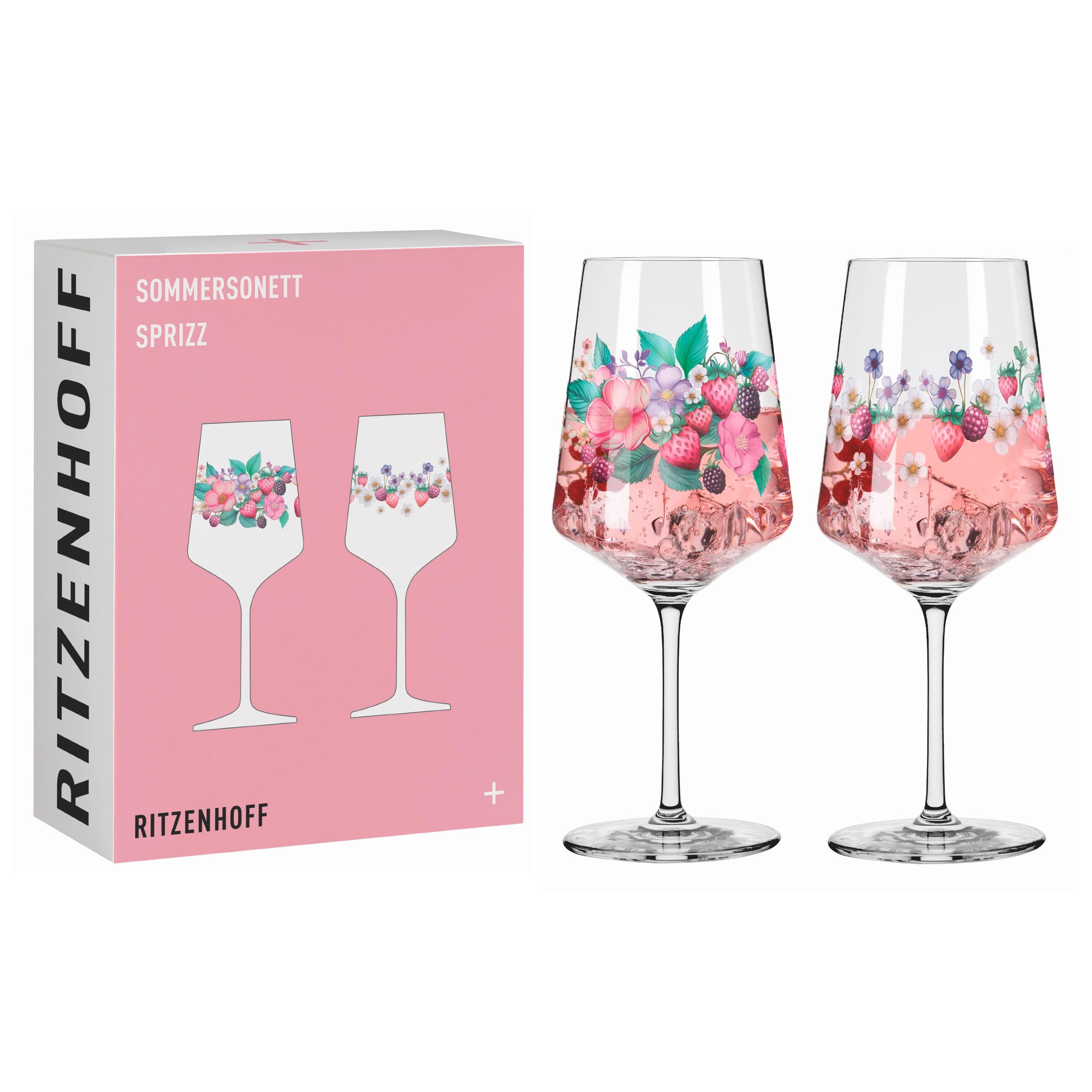 GLÄSERSET Sommersonett  2-teilig  - Pink/Transparent, Trend, Glas (9,3/22,5cm) - Ritzenhoff