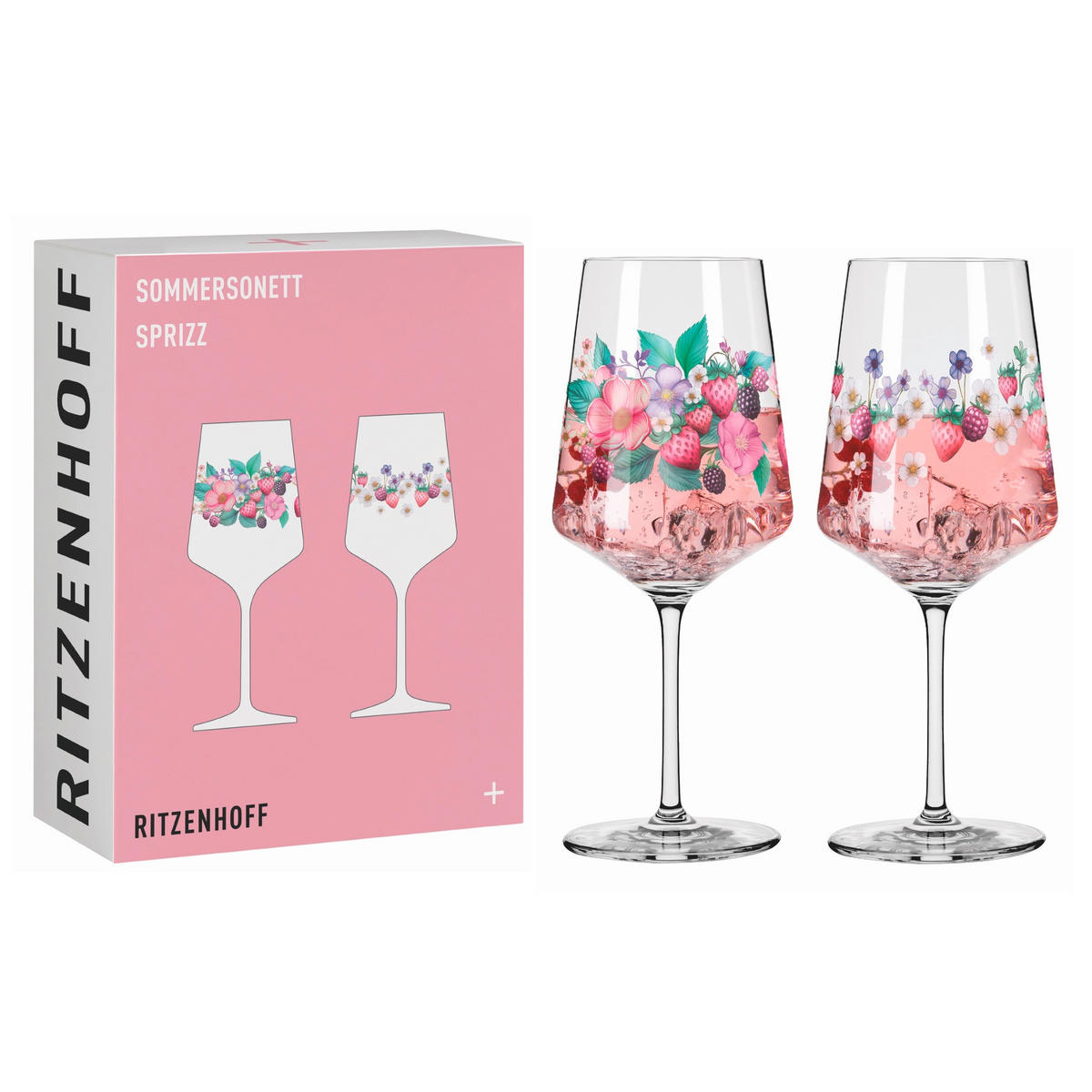 GLÄSERSET Sommersonett  2-teilig  - Pink/Transparent, Trend, Glas (9,3/22,5cm) - Ritzenhoff