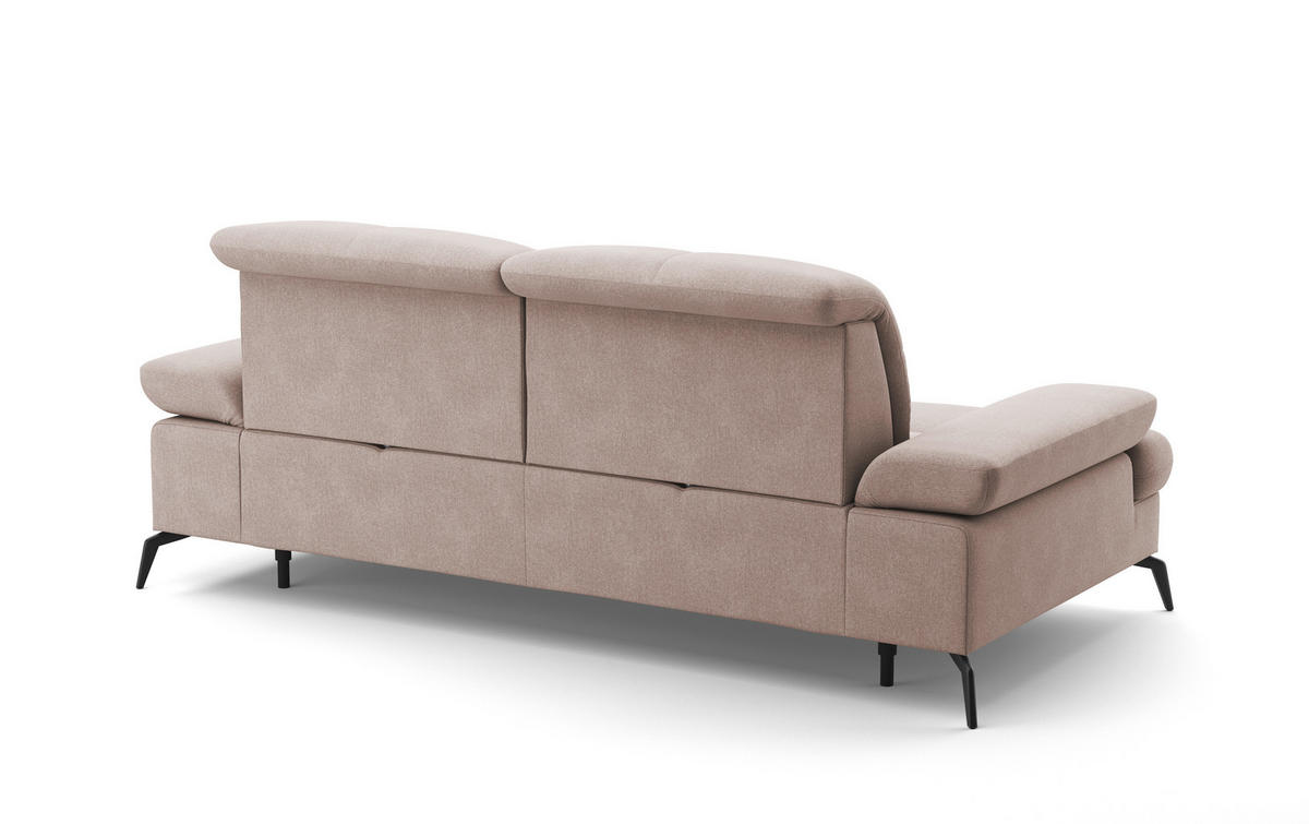 2,5-SITZER in Flachgewebe Greige  - Greige/Schwarz, Konventionell, Textil/Metall (202/90/122cm) - Sit & More