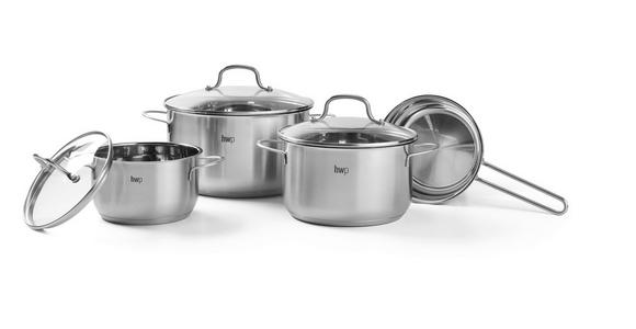 KOCHTOPFSET SAPHIRA 4-teilig  - Klar/Edelstahlfarben, Basics, Glas/Metall - Homeware Profession.