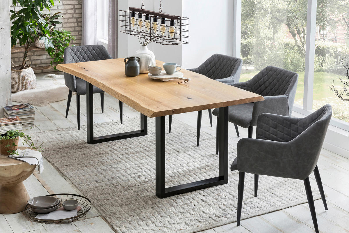 ESSTISCH in Holz 140/80/75 cm  - Schwarz/Naturfarben, MODERN, Holz/Metall (140/80/75cm) - Livetastic