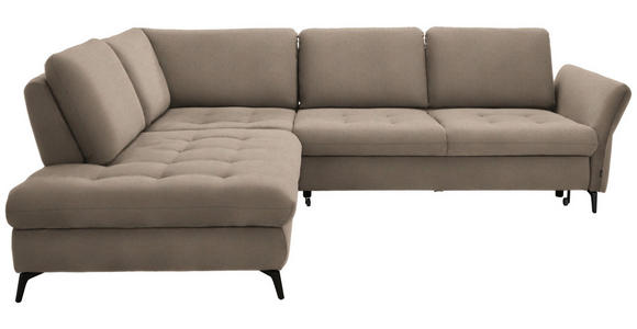 ECKSOFA Beige Flachgewebe - Beige/Schwarz, Natur, Textil/Metall (233/288cm) - Valnatura