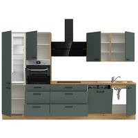KÜCHENLEERBLOCK Easytouch 330 cm  in Eichefarben, Dunkelgrün  - Dunkelgrün/Eichefarben, MODERN, Holzwerkstoff/Metall (330cm) - Nobilia