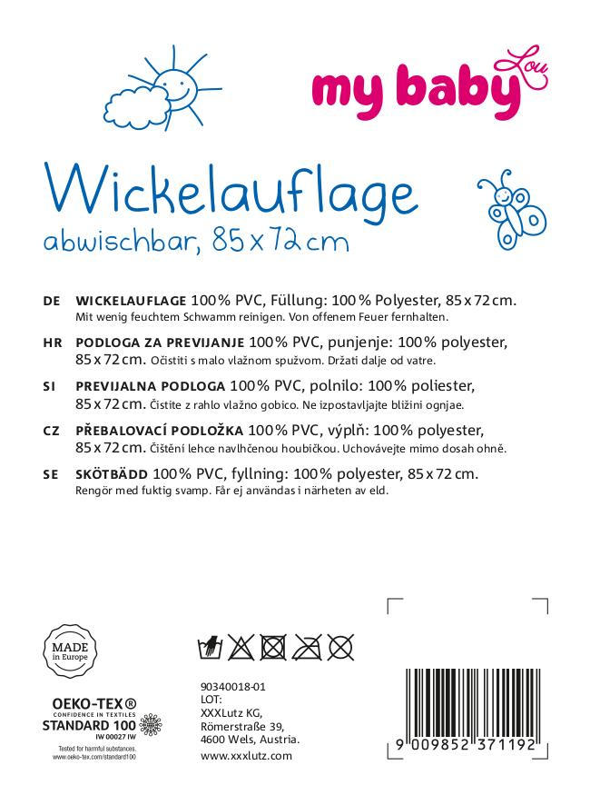 WICKELAUFLAGE - Weiß, Basics, Kunststoff (85/72cm) - My Baby Lou