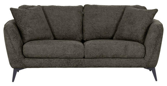 2-SITZER-SOFA in Chenille Dunkelgrau  - Dunkelgrau/Schwarz, KONVENTIONELL, Textil/Metall (190/70/98cm) - Carryhome