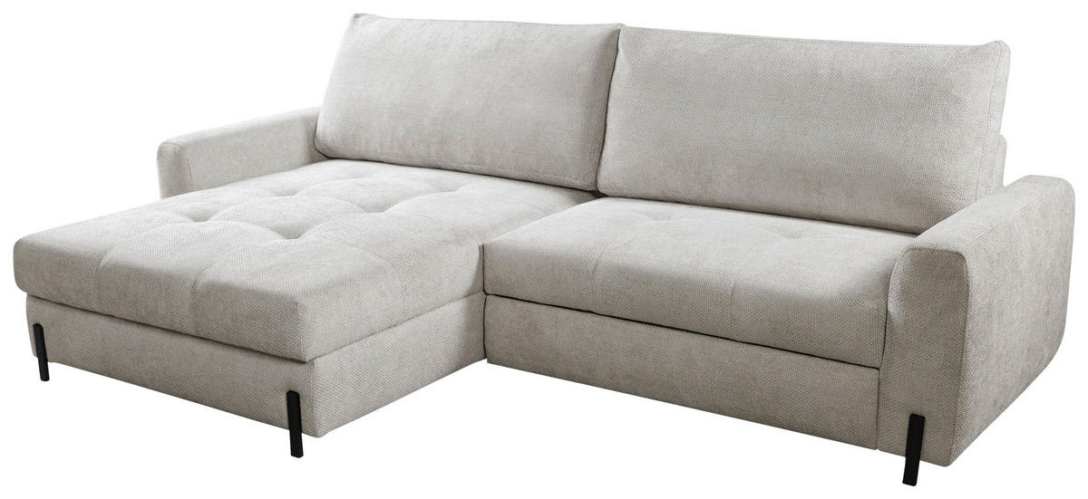 ECKSOFA Beige Struktur  - Beige/Schwarz, Design, Textil/Metall (162/265cm) - MID.YOU
