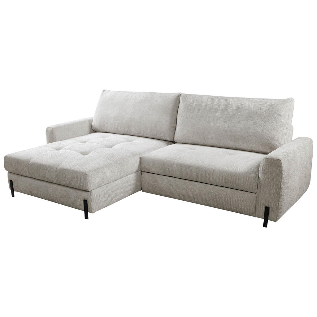 Thumbnail - Mid.you Ecksofa, Beige, Textil, 3-Sitzer, Ottomane links, L-Form, 265x162 cm, Made in EU, Liegefunktion, Rücken echt, Wo...