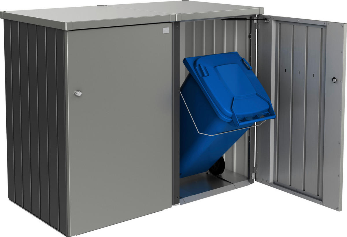 MÜLLTONNENBOX 80/129/88 cm  - Graphitfarben, Basics, Metall (80/129/88cm) - Biohort