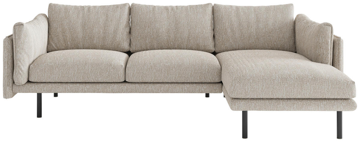 ECKSOFA in Flachgewebe Champagner  - Champagner/Beige, Design, Textil/Metall (268/160/100cm) - Livetastic