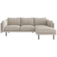 ECKSOFA Champagner Flachgewebe  - Champagner/Beige, Design, Textil/Metall (268/160/100cm) - Novel