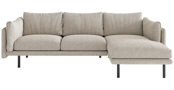 ECKSOFA Champagner Flachgewebe - Champagner/Beige, Design, Textil/Metall (268/160/100cm) - Novel