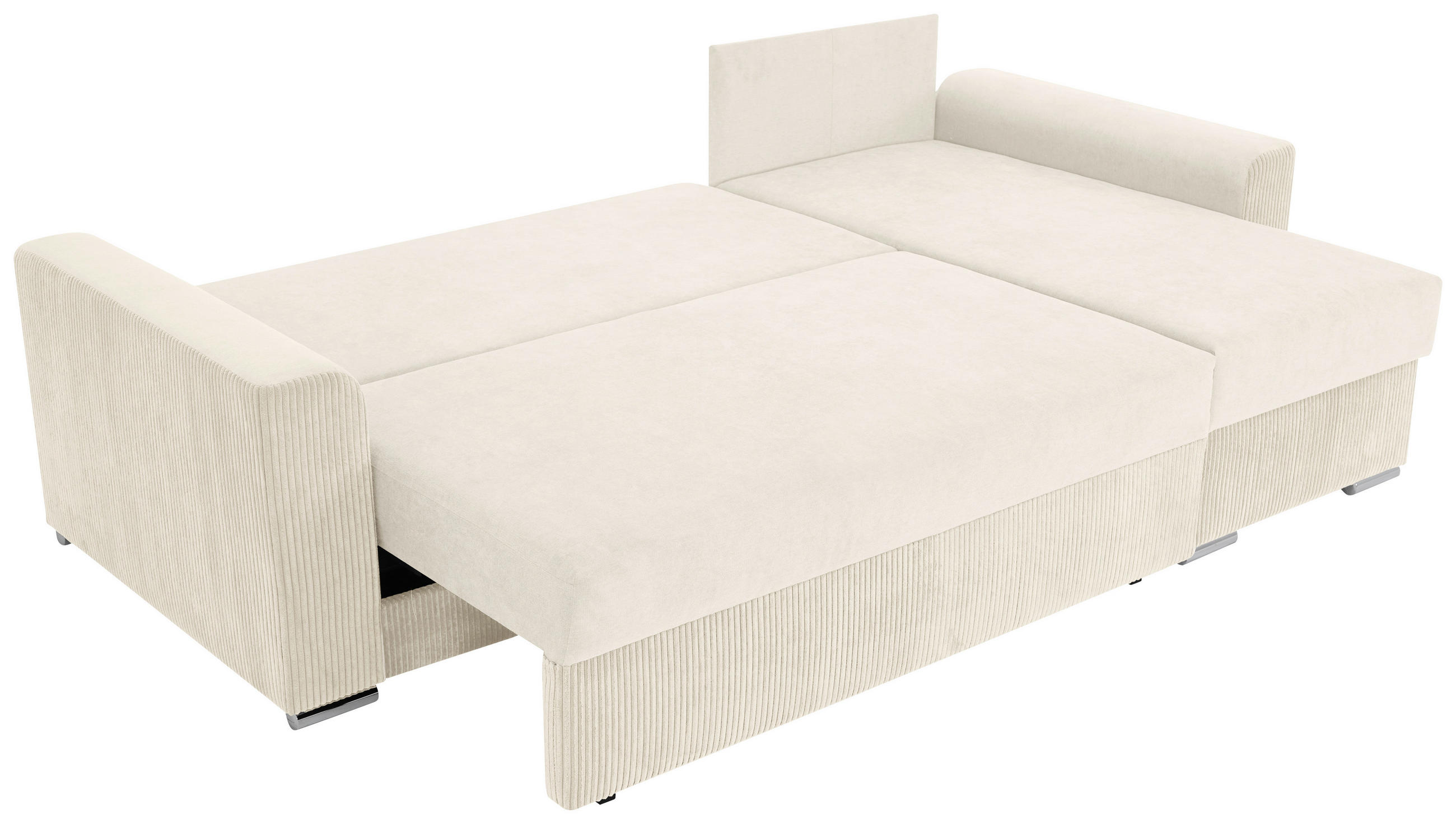 ECKSOFA Creme Cord, Mikrofaser  - Chromfarben/Creme, Design, Kunststoff/Textil (239/141cm) - Livetastic