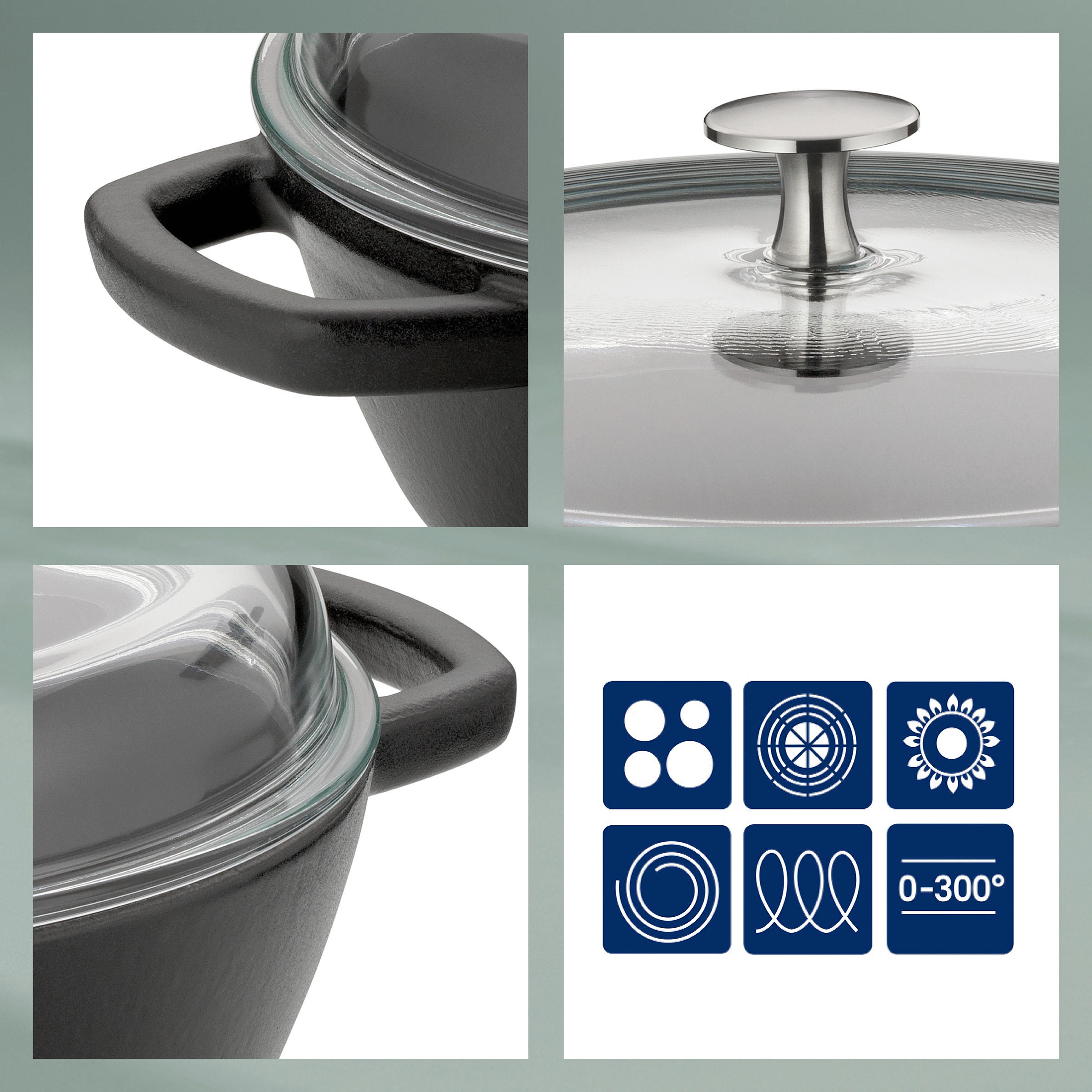 FONDUESET  - Schwarz, KONVENTIONELL, Keramik (29/22.5/19cm) - Kela