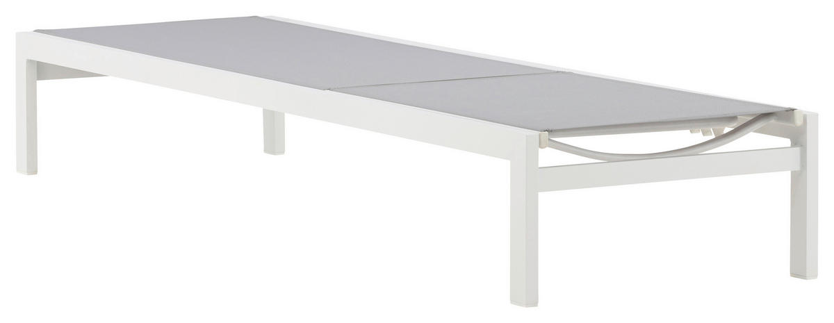 SONNENLIEGE 60/30/195 cm  - Weiß/Grau, KONVENTIONELL, Metall (60/30/195cm) - Gardenson