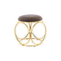 TABURET, kov, textil, 40/49/40 cm - barvy zlata/šedohnědá, Design, kov/textil (40/49/40cm) - MID.YOU