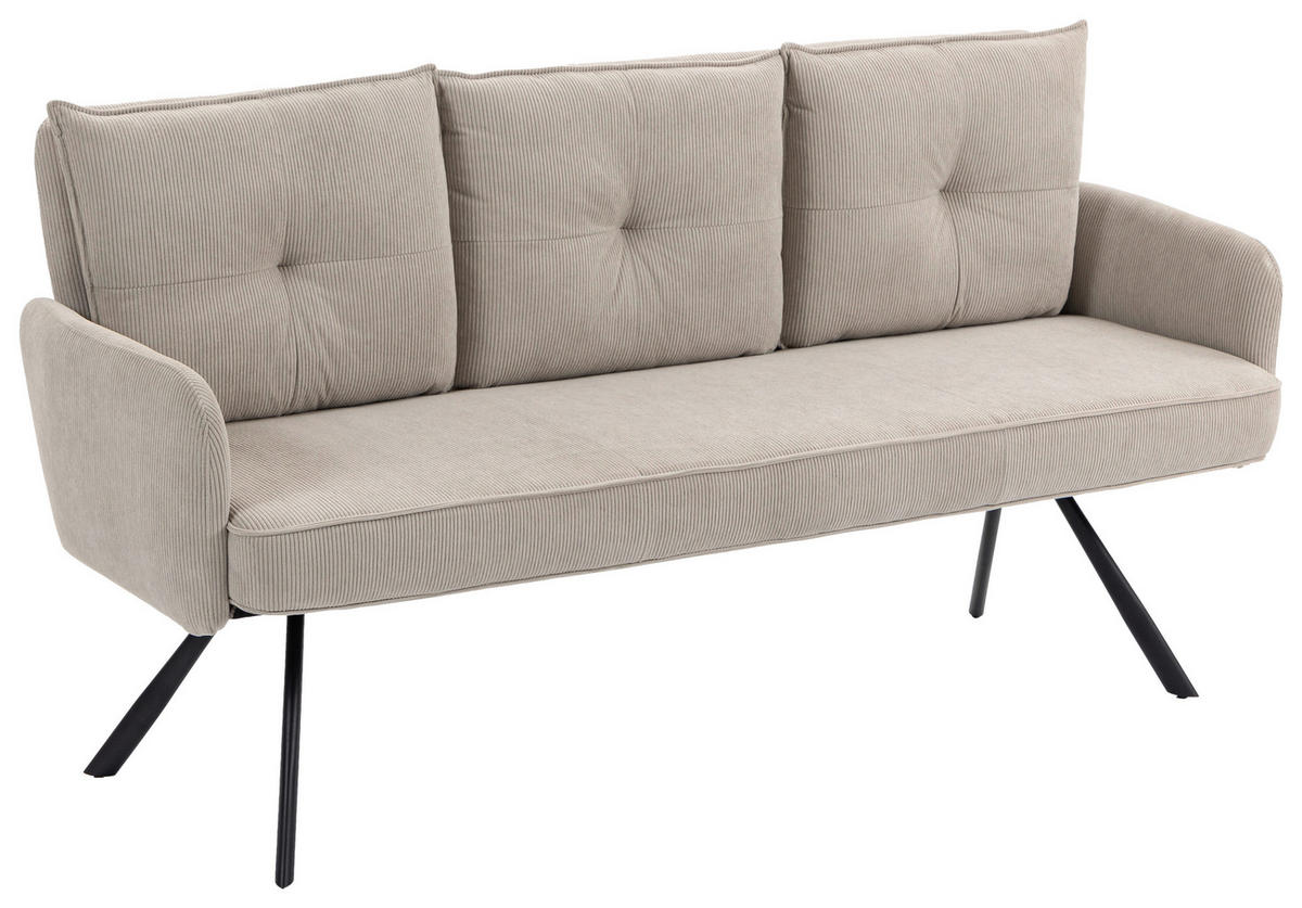 SITZBANK 180/93/67 cm Cord Beige Metall  - Beige/Schwarz, Design, Textil/Metall (180/93/67cm) - Novel