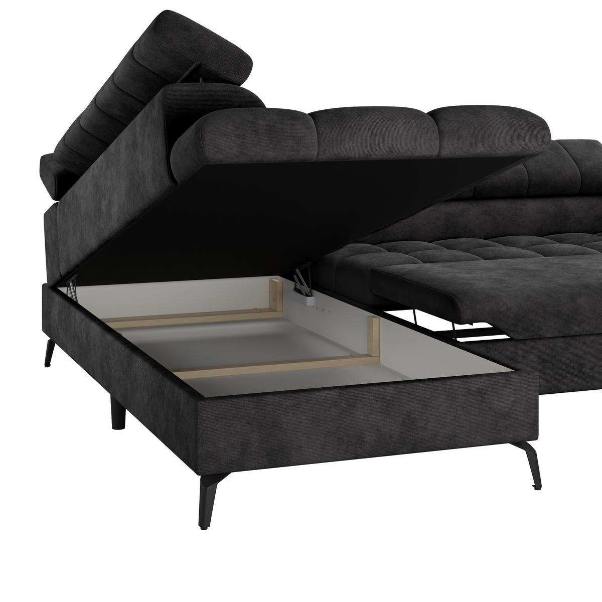 ECKSOFA in Schwarz  - Schwarz, Trend, Kunststoff/Textil (203/261cm) - Livetastic