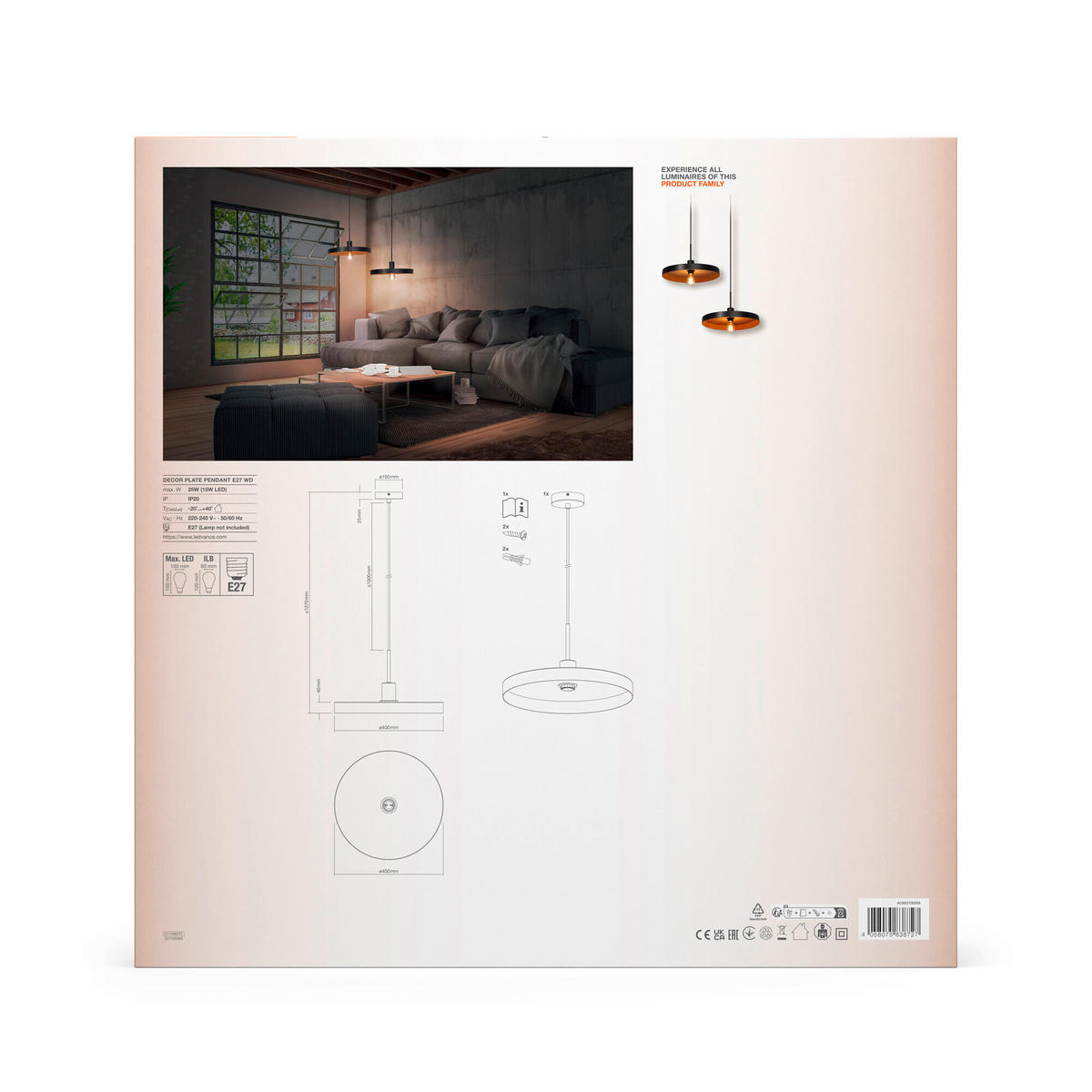 HÄNGELEUCHTE 40/127 cm  - Schwarz/Naturfarben, Basics, Metall (40/127cm) - Ledvance