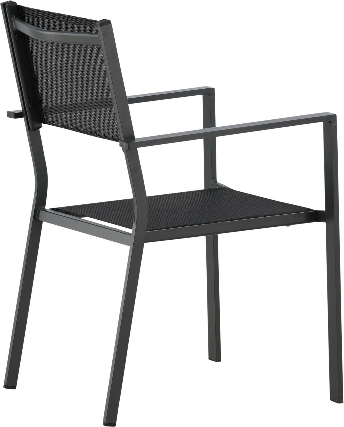 Stapelsessel 2er-Set Aluminium Schwarz  - Schwarz, KONVENTIONELL, Textil/Metall (56.5/88/61cm) - Gardenson