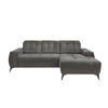 ECKSOFA in Cord Grau  - Schwarz/Grau, Modern, Textil/Metall (258/180cm) - Livetastic