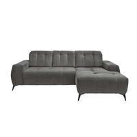 ECKSOFA in Cord Grau  - Schwarz/Grau, Modern, Textil/Metall (258/180cm) - Livetastic