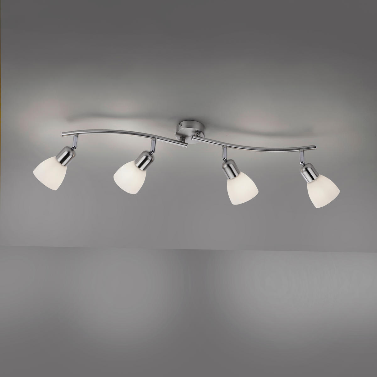 PLAFONJERA - boja nerđajućeg čelika, Osnovno, staklo/metal (90/83/21cm)