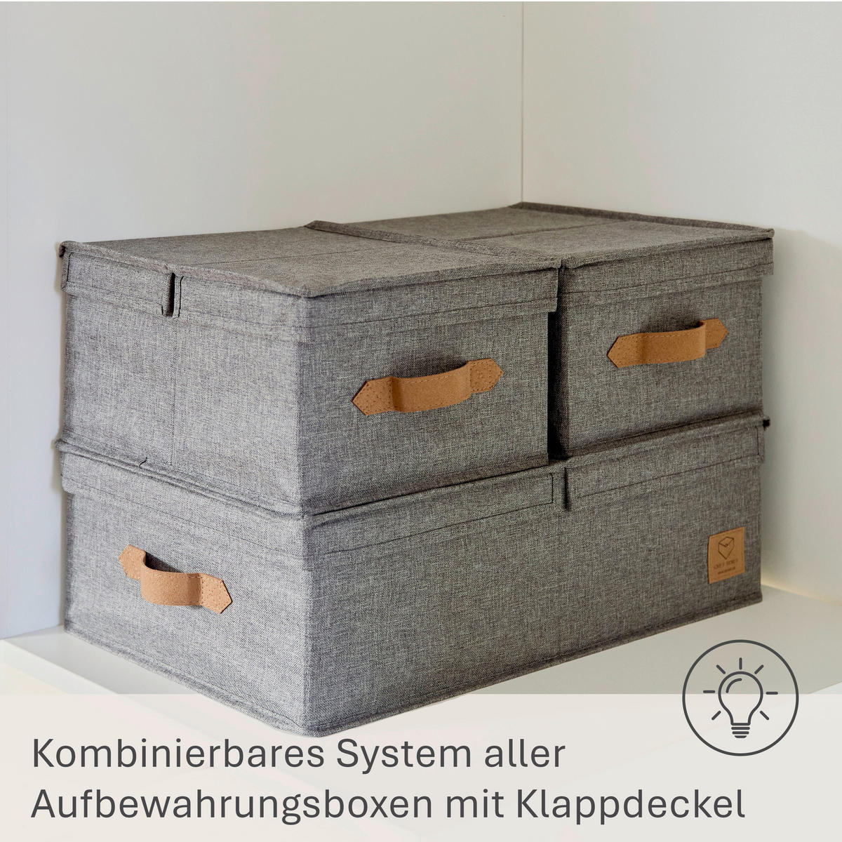 AUFBEWAHRUNGSBOXEN-SET Premium  - Hellgrau, Basics, Textil (50/33/16cm) - Store It