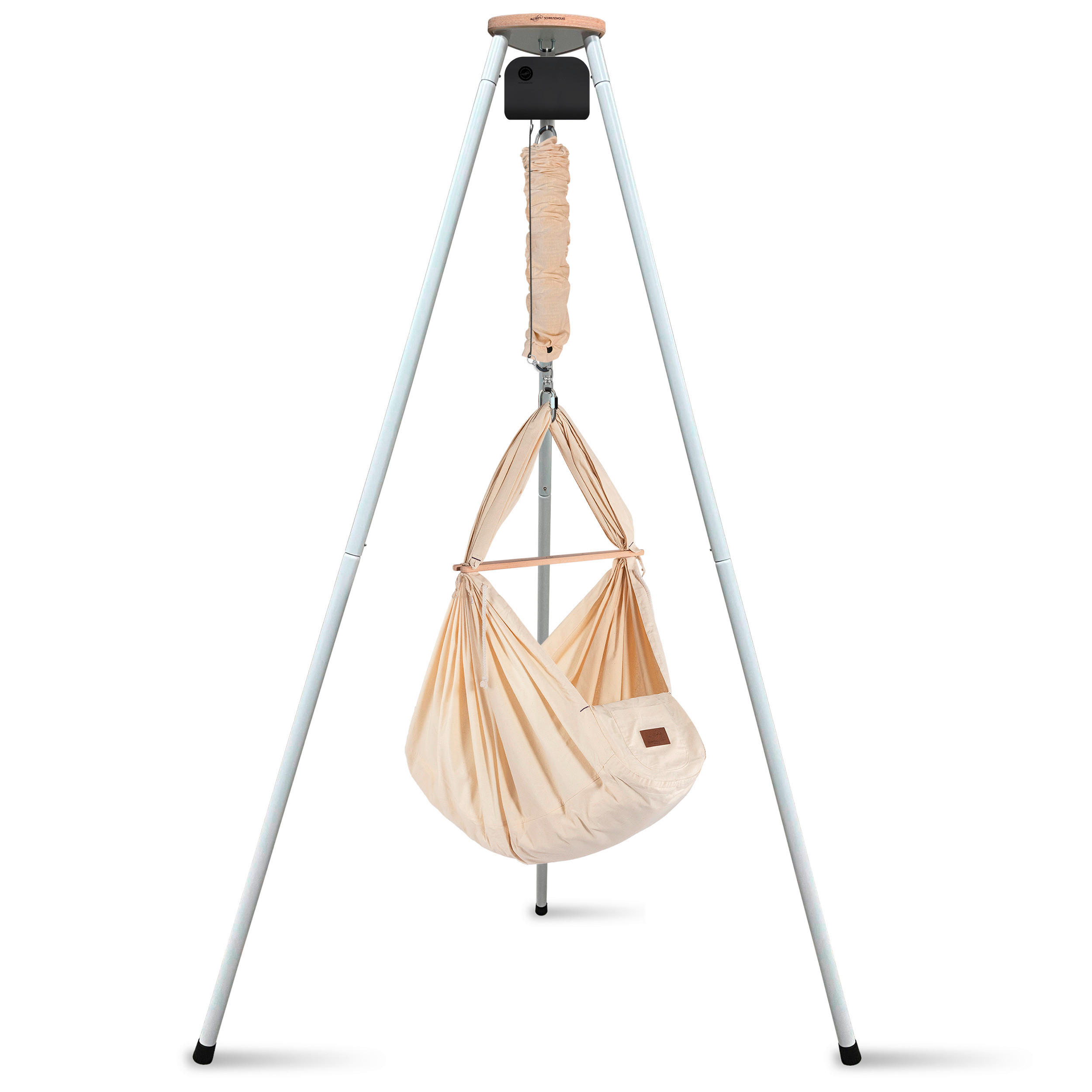 FEDERWIEGE Set inkl. Tipi-Gestell und Motor  Beige, Weiß  - Beige/Weiß, Basics, Kunststoff/Textil (135/194/135cm) - SCHMUSEWOLKE