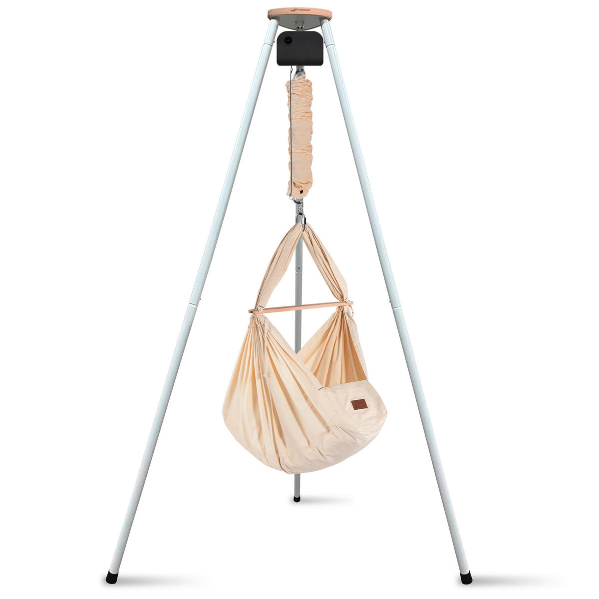 FEDERWIEGE Set inkl. Tipi-Gestell und Motor  Beige, Weiß  - Beige/Weiß, Basics, Kunststoff/Textil (135/194/135cm) - SCHMUSEWOLKE