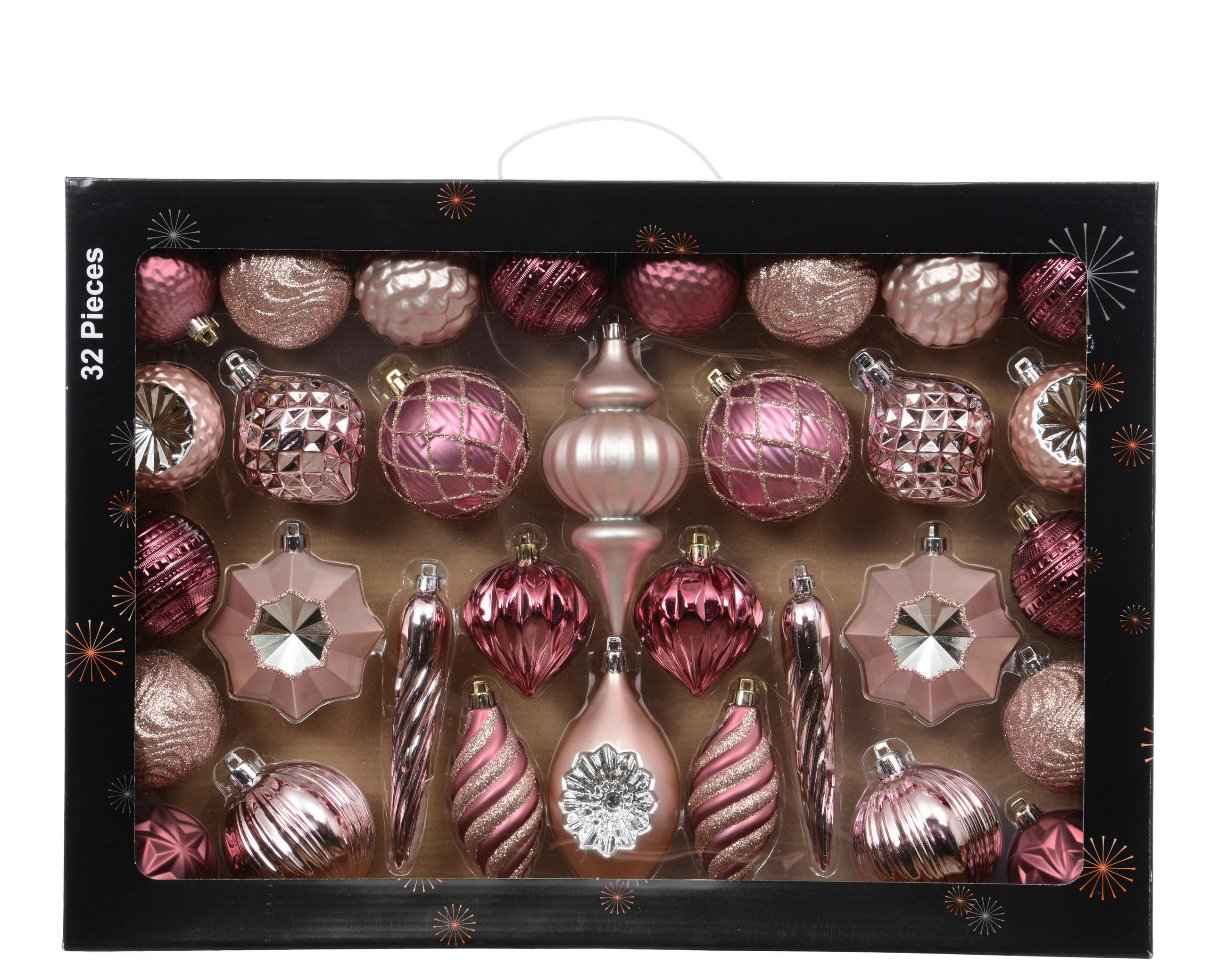 CHRISTBAUMKUGEL-SET 32-teilig  - Pink, LIFESTYLE, Kunststoff (33.5/8/47.3cm)