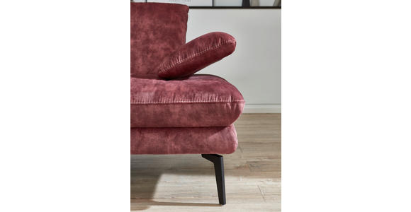 3-SITZER-SOFA in Velours Dunkelrot - Beige/Schwarz, Design, Textil/Metall (222/89/104cm) - Dieter Knoll