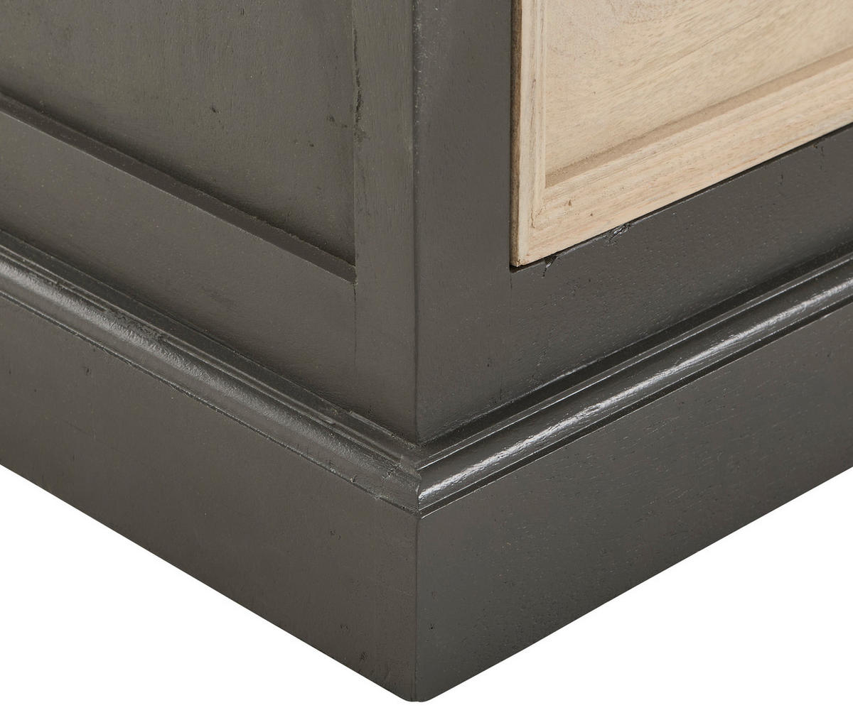 VITRINE in massiv Mangoholz Grau, Naturfarben  - Schwarz/Naturfarben, Natur, Glas/Holz (100/190/40cm) - Livetastic