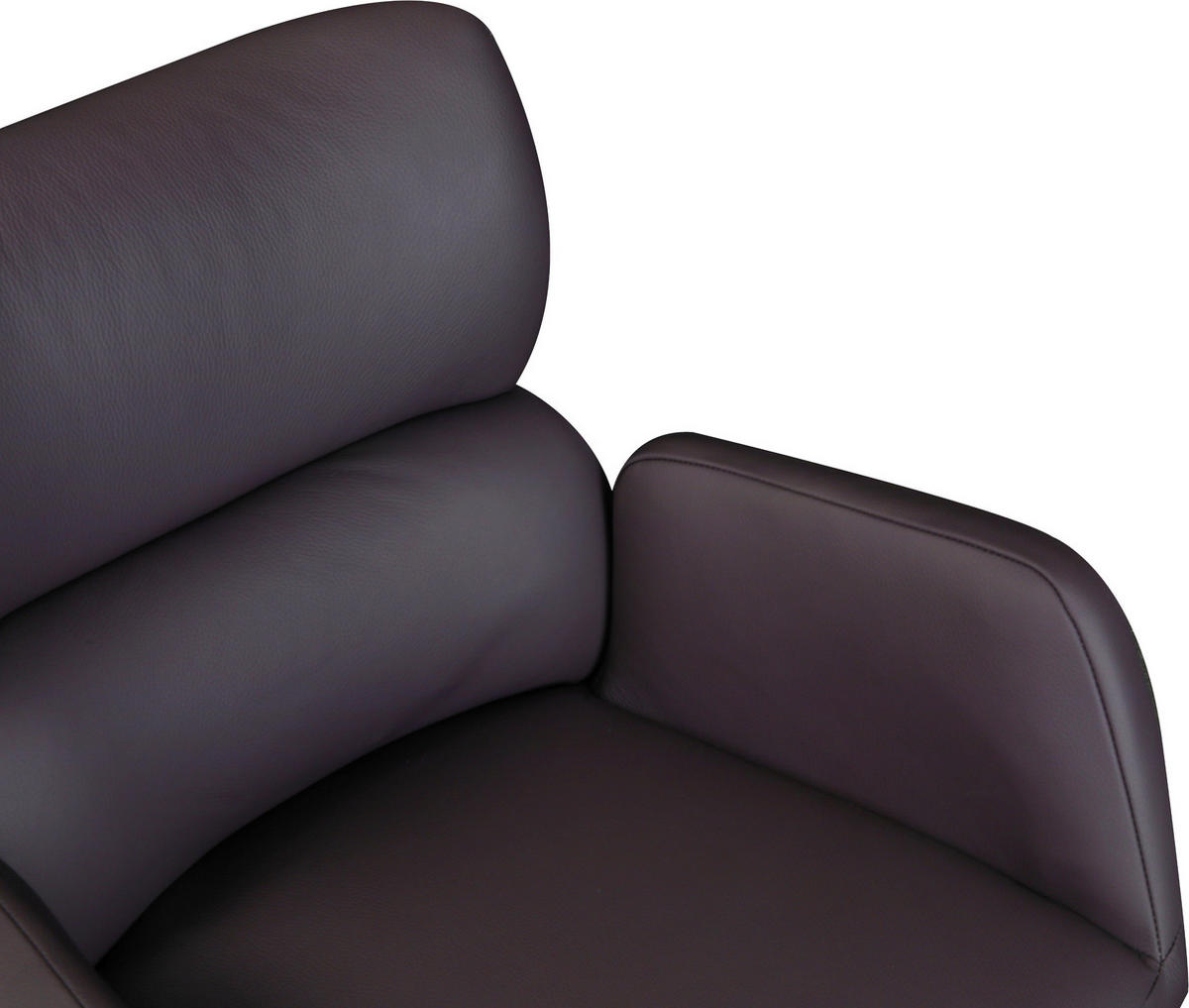 ARMLEHNSTUHL  Lederauswahl, Sitzfläche 360° drehbar, automatische Rückholfunktion  Echtleder  Aubergine  - Aubergine/Schwarz, Design, Leder/Metall (62,5/86,5/67cm) - Milino