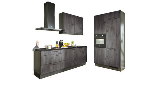 ECKKÜCHE XO 10 220/120 cm  in Graphitfarben, Schwarz, Eiche dunkel  - Eiche dunkel/Chromfarben, Design, Holzwerkstoff/Metall (220/120cm) - Xora