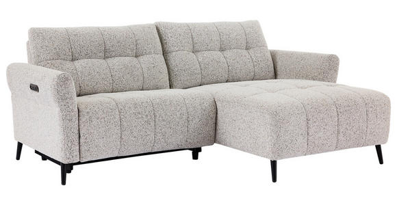 ECKSOFA  in Webstoff Grau  220/156 cm  - Grau/Nickelfarben, Design, Textil/Metall (220/156cm) - Carryhome
