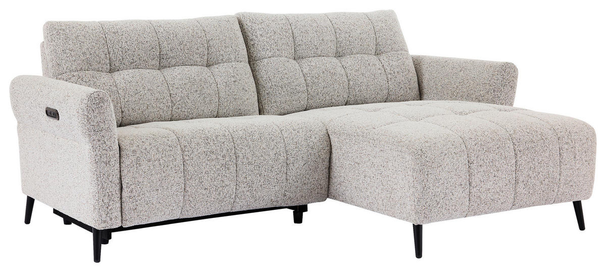 ECKSOFA in Webstoff Grau  220/156 cm  - Grau/Nickelfarben, Design, Textil/Metall (220/156cm) - Carryhome