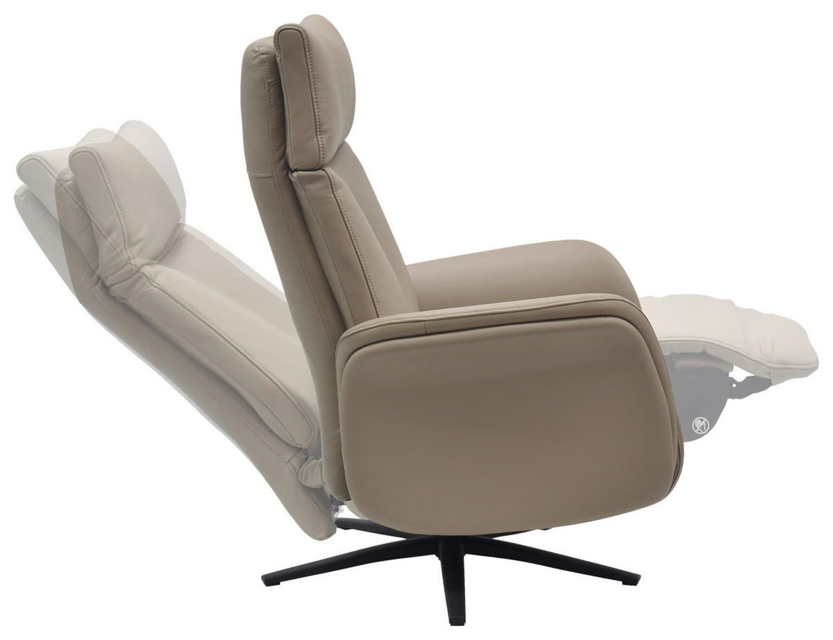 RELAXSESSEL Echtleder    - Schwarz/Grau, Design, Leder/Holz (75/109/84/148/84cm) - Livetastic