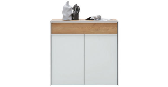 SCHUHSCHRANK Eiche Weiß, Eichefarben, Alufarben - Eichefarben/Alufarben, Design, Glas/Holzwerkstoff (102/98/33,5cm) - Dieter Knoll