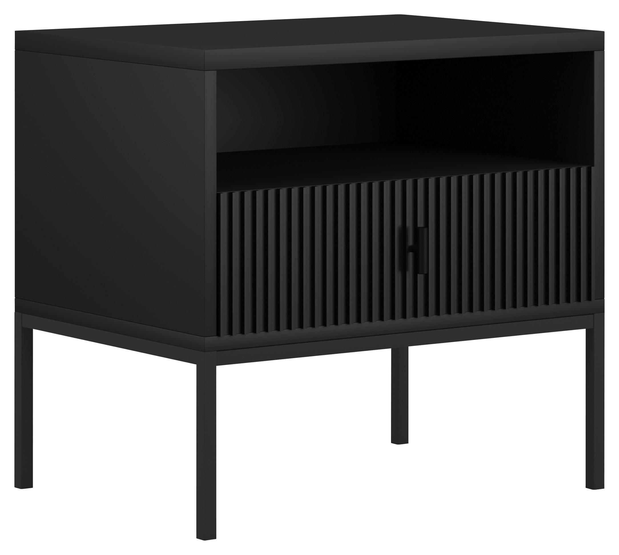 NACHTSCHRANK 53,9/52,4/39 cm  - Schwarz, Design, Holzwerkstoff/Metall (53,9/52,4/39cm) - Boxxx