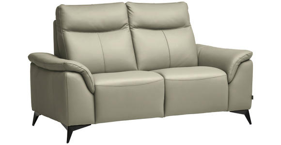 2-SITZER-SOFA  in Echtleder Silberfarben   - Silberfarben/Schwarz, Design, Leder/Metall (176/105/98cm) - Belluti