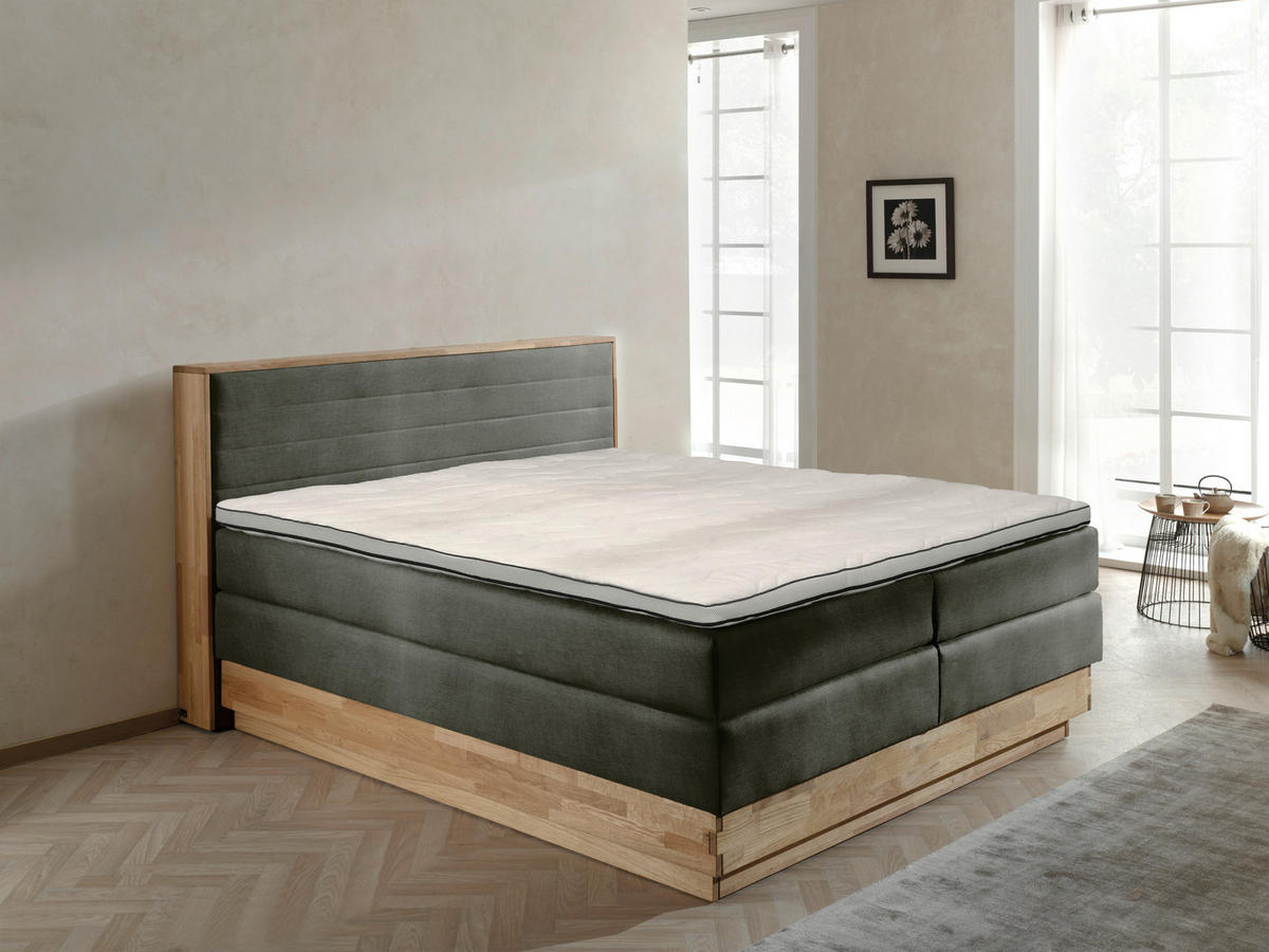 BOXSPRINGBETT 160/200 cm  in Eichefarben, Dunkelgrau  - Eichefarben/Dunkelgrau, MODERN, Holz/Kunststoff (160/200cm) - MID.YOU