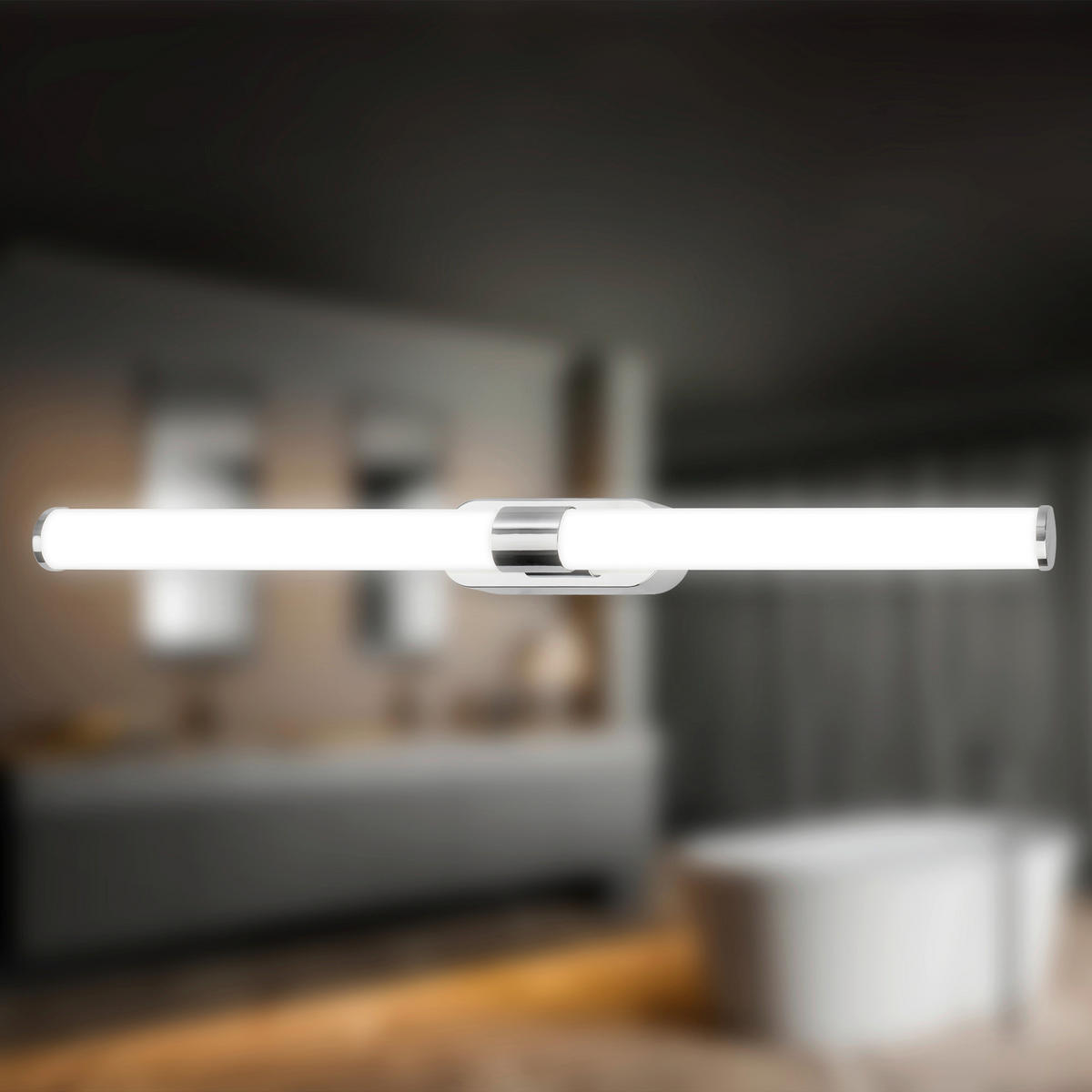 BADEZIMMER-WANDLEUCHTE  60,00/6,5/4,5 cm    - Chromfarben, KONVENTIONELL, Kunststoff (60,00/6,5/4,5cm) - Briloner