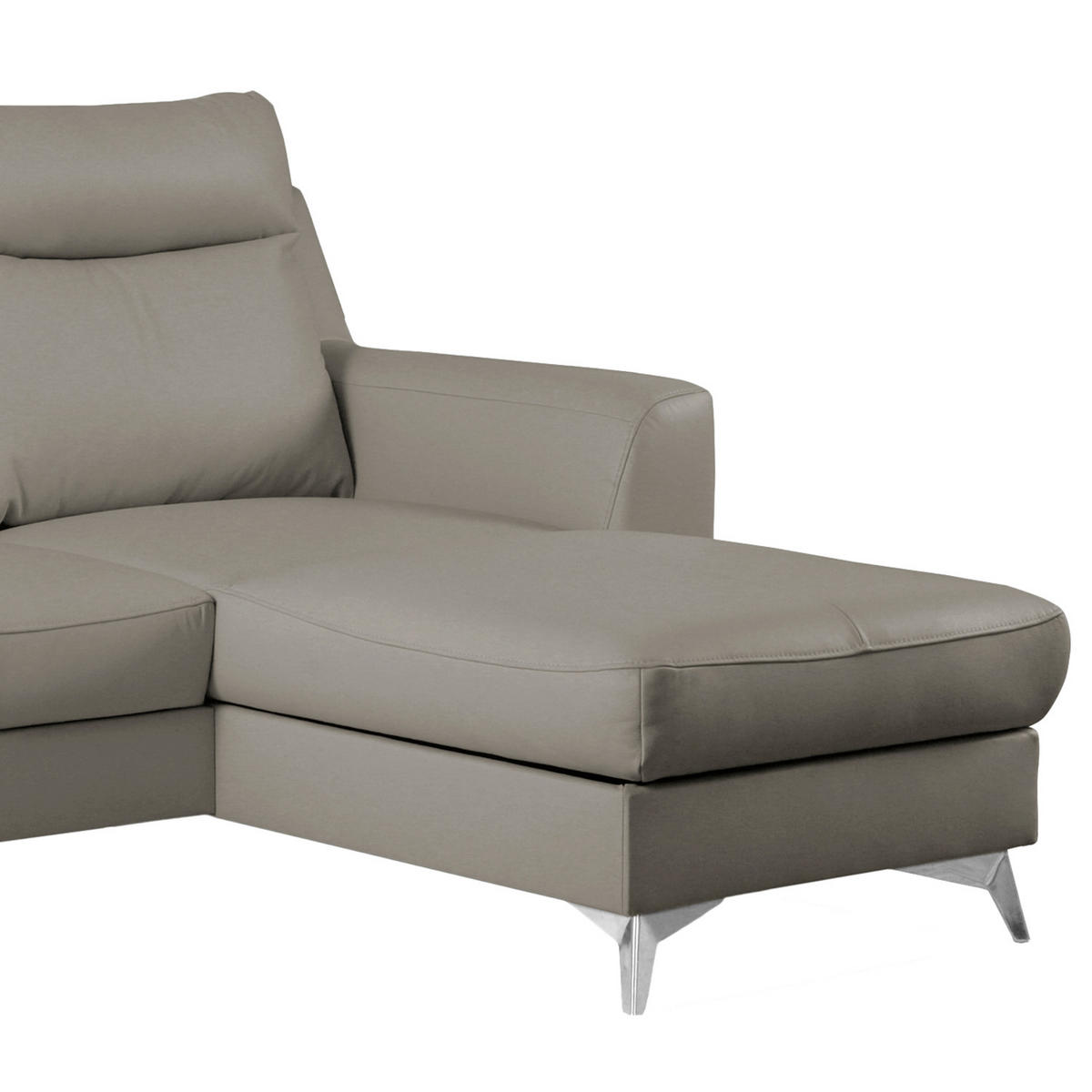 ECKSOFA Lederlook Echtleder Schlammfarben  - Chromfarben/Schlammfarben, Design, Leder/Textil (236/168cm) - Livetastic