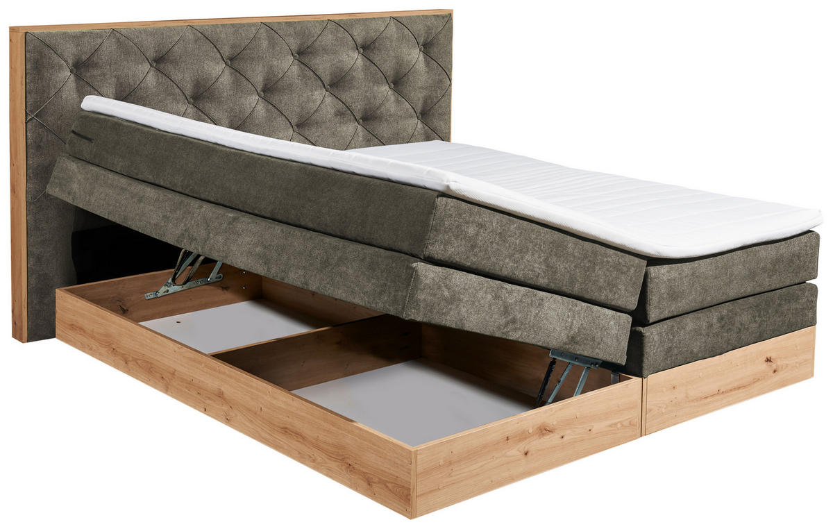 BOXSPRINGBETT 180/200 cm  in Braun, Grau, Naturfarben  - Braun/Naturfarben, Konventionell, Holzwerkstoff/Kunststoff (180/200cm) - Esposa