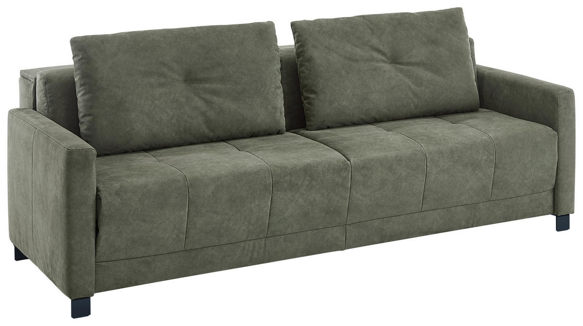 SCHLAFSOFA in Textil Dunkelgrün  - Dunkelgrün/Schwarz, Konventionell, Textil/Metall (232/77/116cm) - Dieter Knoll